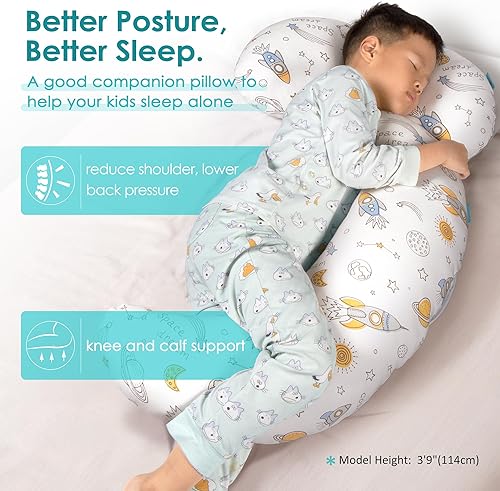 Miniatura 2 de BYRIVER Mini almohada corporal de contorno de 32 pulgadas para niños, adolescentes, niñas, niños, almohada para dormir de lado, almohada para