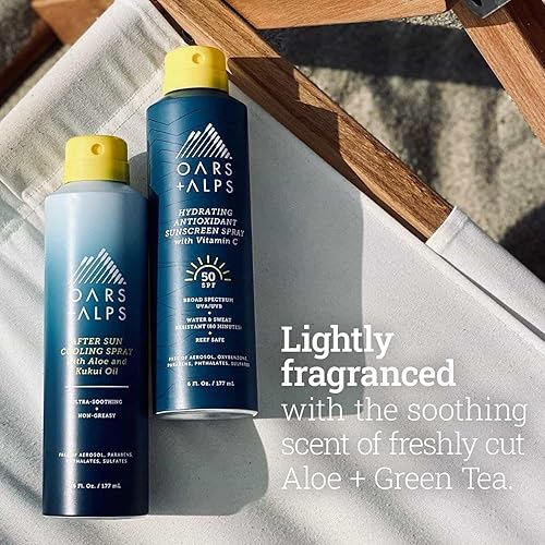 Miniatura 3 de Oars + Alps Spray refrescante After Sun, incluye aloe vera y niacinamida con un aroma a té verde, 6 onzas líquidas
