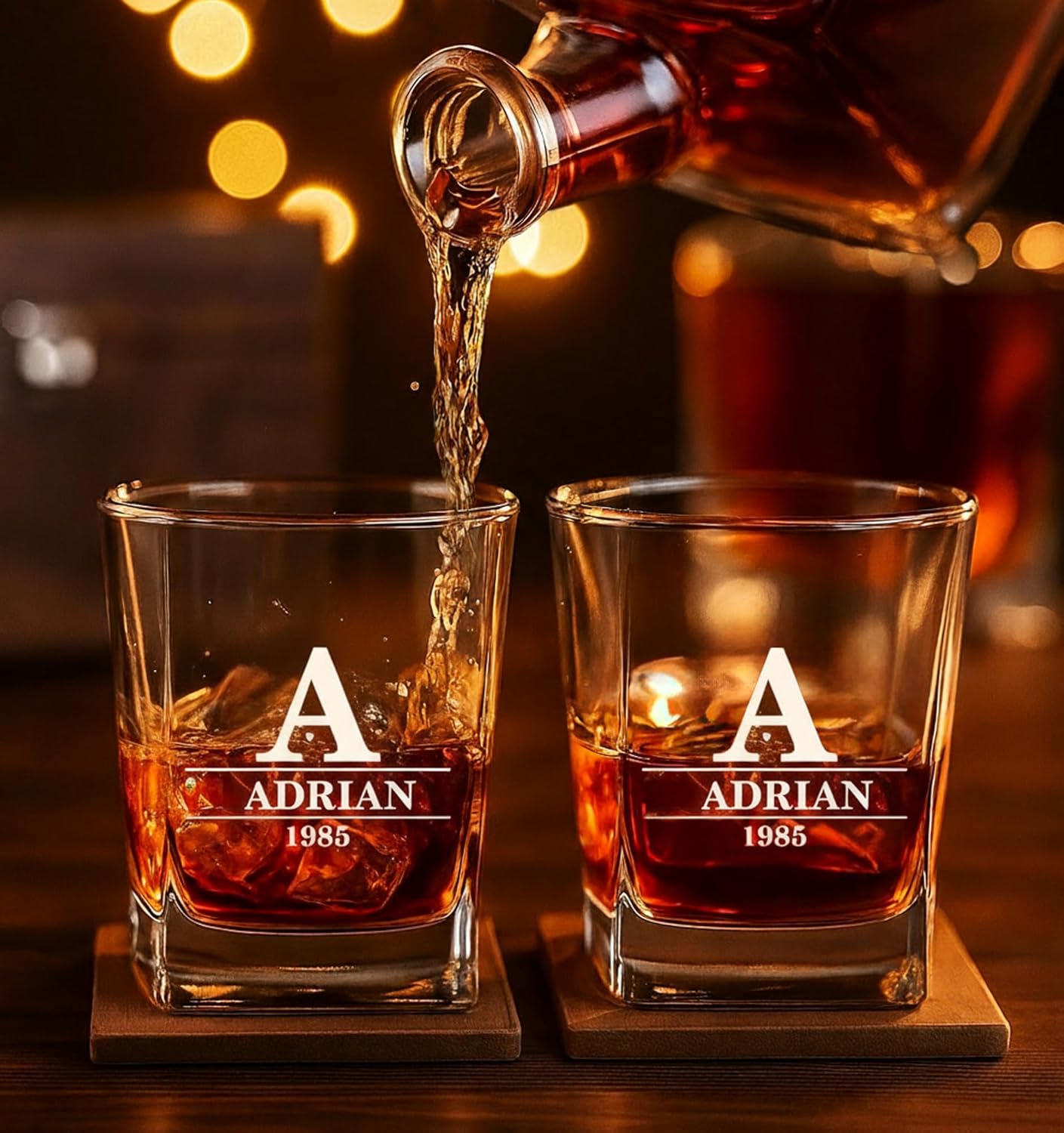 Personalized Engraved Whiskey Glass 10.25 oz – Etched Bourbon Glass with Heavy Base, Old Fashioned Cocktail Glass, Groomsmen & Father’s Day Gift design (Whiskey Design 4) - Image 6