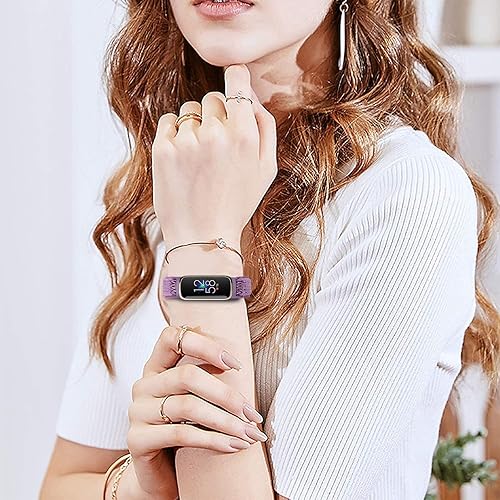 Miniatura 5 de Correas elásticas de nailon y silicona delgadas compatibles con Fitbit Luxe, correa de nailon elástico ajustable y transpirable de repuesto y