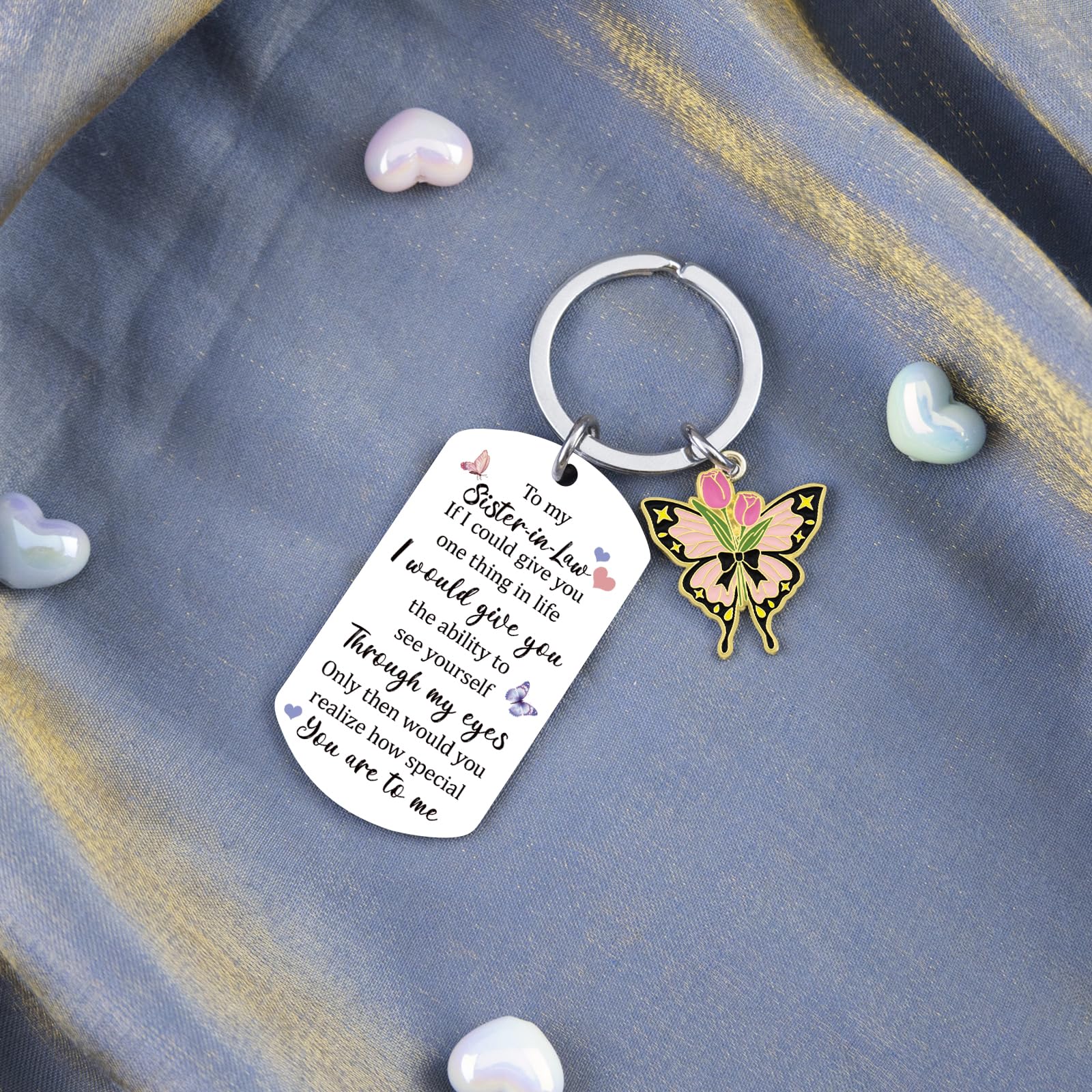 Sister In Law Gifts for Women Birthday Gifts for Sister In Law Mothers Day Women Unique Wedding Gift Sentimental Butterfly Keychain