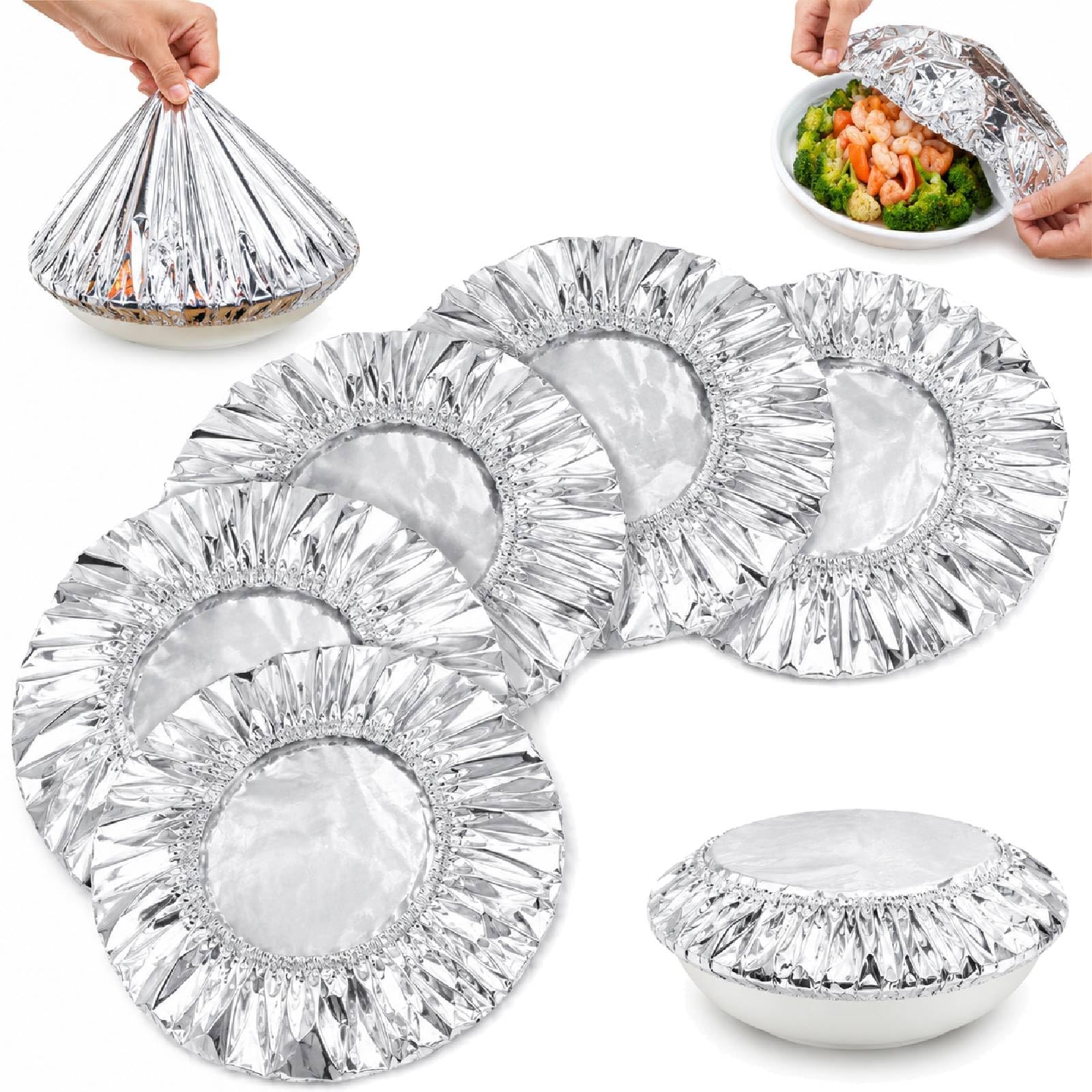 50pcs Repeatable Aluminium Foil Film Insulation Cover, Adjustable Aluminum Foil Dough Bowl Cover, Kitchen Fresh-Keeping Insulation Film, Thickened Heat-Resistant Material with Continuous Warmth