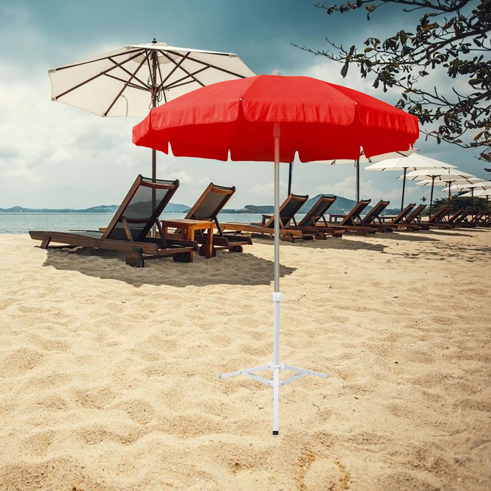 Przenośny składany żelazny stojak na parasol plażowy solidne wsparcie dla parasoli tarasowych i zewnętrznych trójkątna podstawa do użytku w ogrodzie