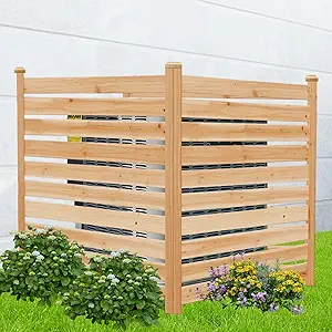 Privacy Fence Screen Outdoor, 3 Panels Wood Air Conditioner Fence for Outside Units, Pool Equipment Trash Can Enclosure 38" W x 43" H