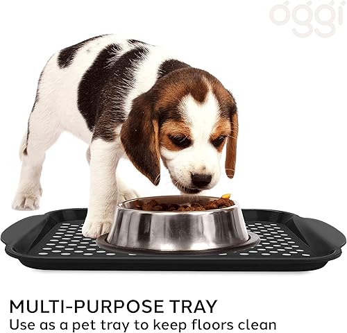 Miniatura 6 de Oggi Oggi - Bandeja antideslizante para servir con asas, bandeja rectangular negra, ideal para comer, desayuno, alimentos, bandeja de aperitivos,