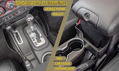 Miniatura 4 de PIMCAR Bandeja de 2 piezas compatibles con Jeep Wrangler JK/JKU 2011-2018, organizador lateral de cambio de engranajes y consola central, caja de
