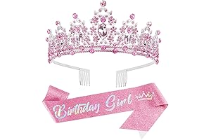 Glittery Princess Tiaras & Birthday Sash for 4 Year Old Girls
