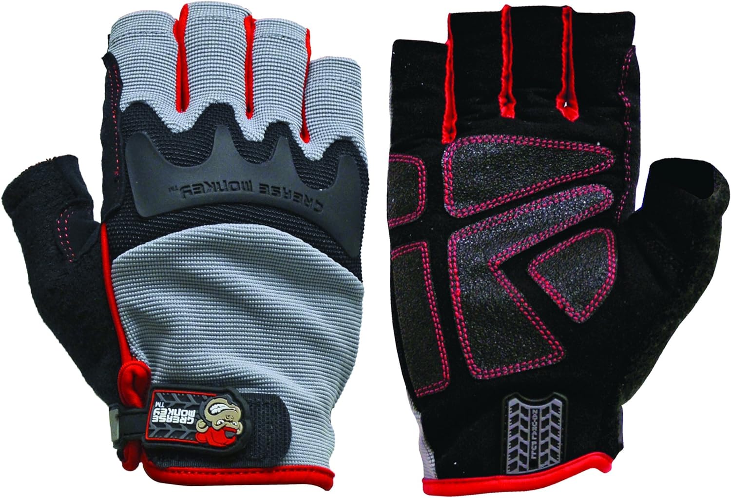 GREASE MONKEY 22102-23 Pro Fingerless All Purpose Work Gloves & Workout Gloves, Single Pair, Medium