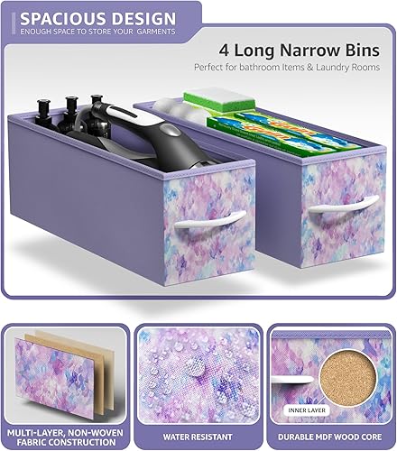 Miniatura 6 de Sorbus Cómoda Estrecha para Niños con 4 Cajones - Cajonera de Almacenamiento Vertical Delgada con Marco de Acero, Superficie de Madera y