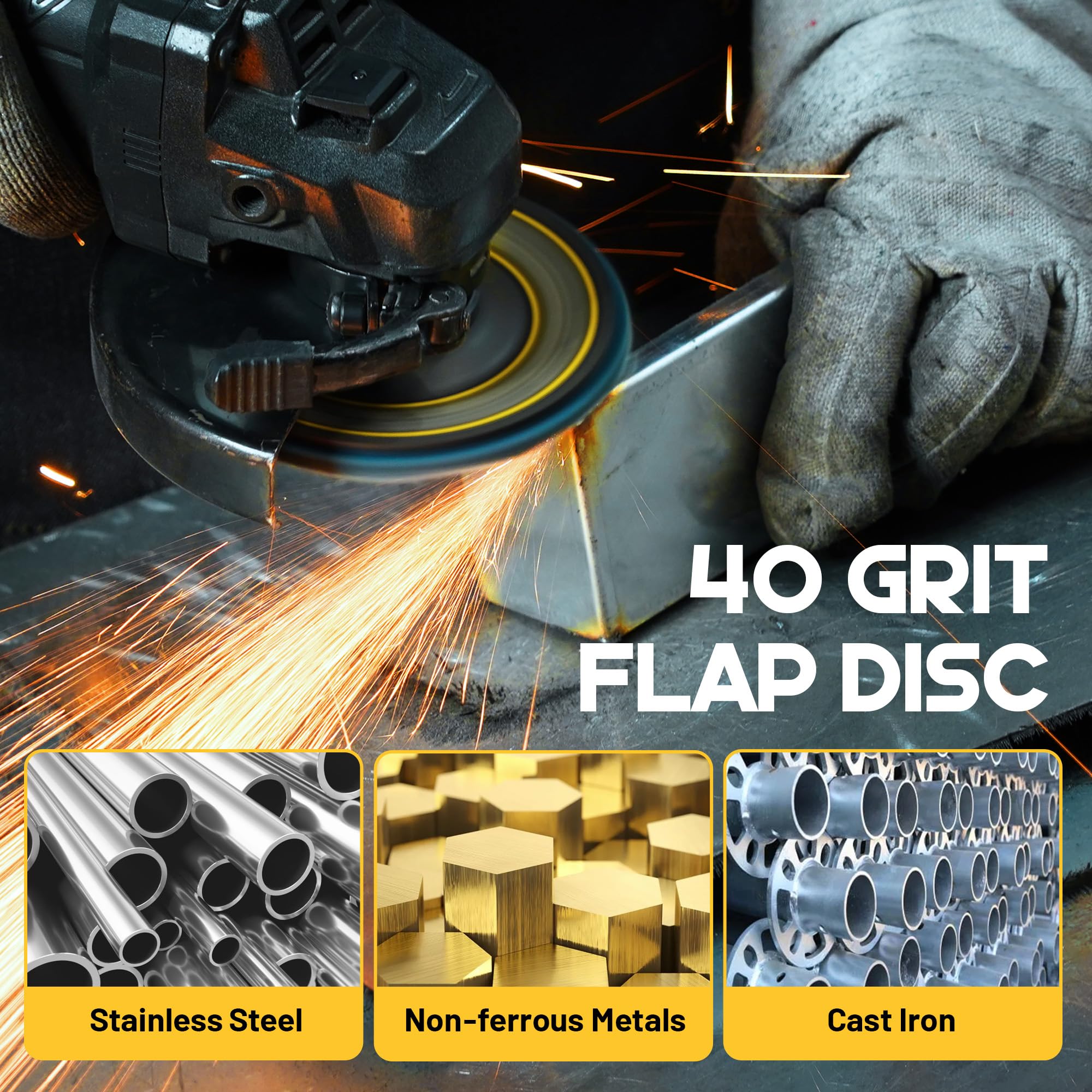 TOLESA 24 dischi lamellari grana 40 115 mm dischi abrasivi angolari tipo 29 per acciaio inox lamiera ghisa