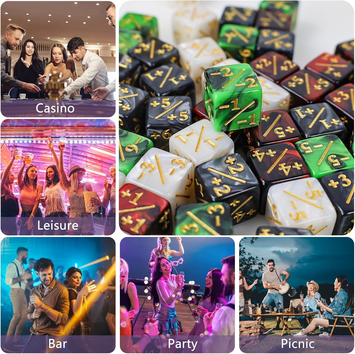 MTG Würfel Zähler, Magic Würfel 48 Stück, Zähler MTG, Dice D6 Token mit MTG, CCG, Kartenspiel Zubehör, mit Aufbewahrungsbeuteln