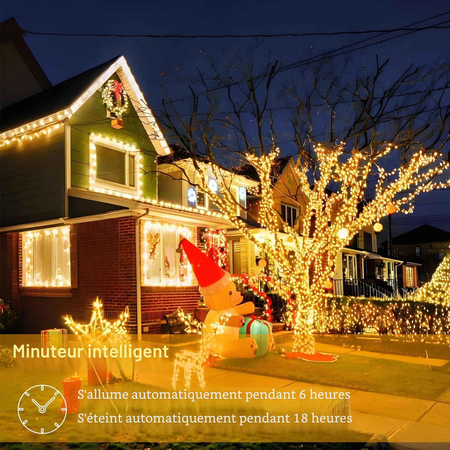 Guirlande Lumineuse Intérieur Extérieur,80m 800 LED Guirlande Noel avec Télécommande,Minuterie,8 Modes d'Éclairage Étanche IP44,pour Arbre de Noël,Jardin,Cour,Fête,Mariage,Blanc Chaud