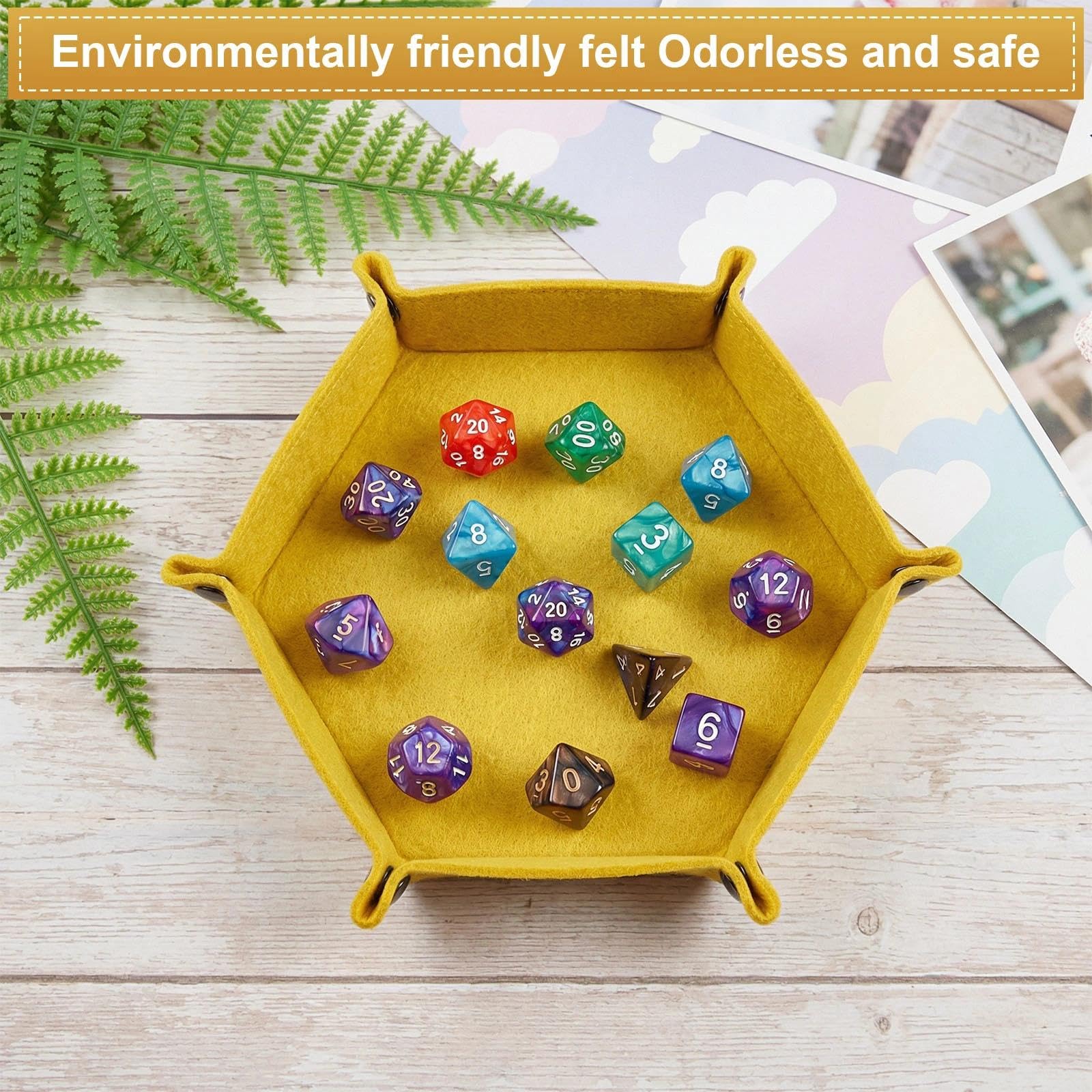 6 Stücke Würfelmatte Filz Würfelunterlage Hexagon Würfelbrett Faltbar Puzzle Sortierschalen Würfelschale Würfeltablett Würfelteller für DND RPG Schmuck Aufbewahrung (6 Farben)