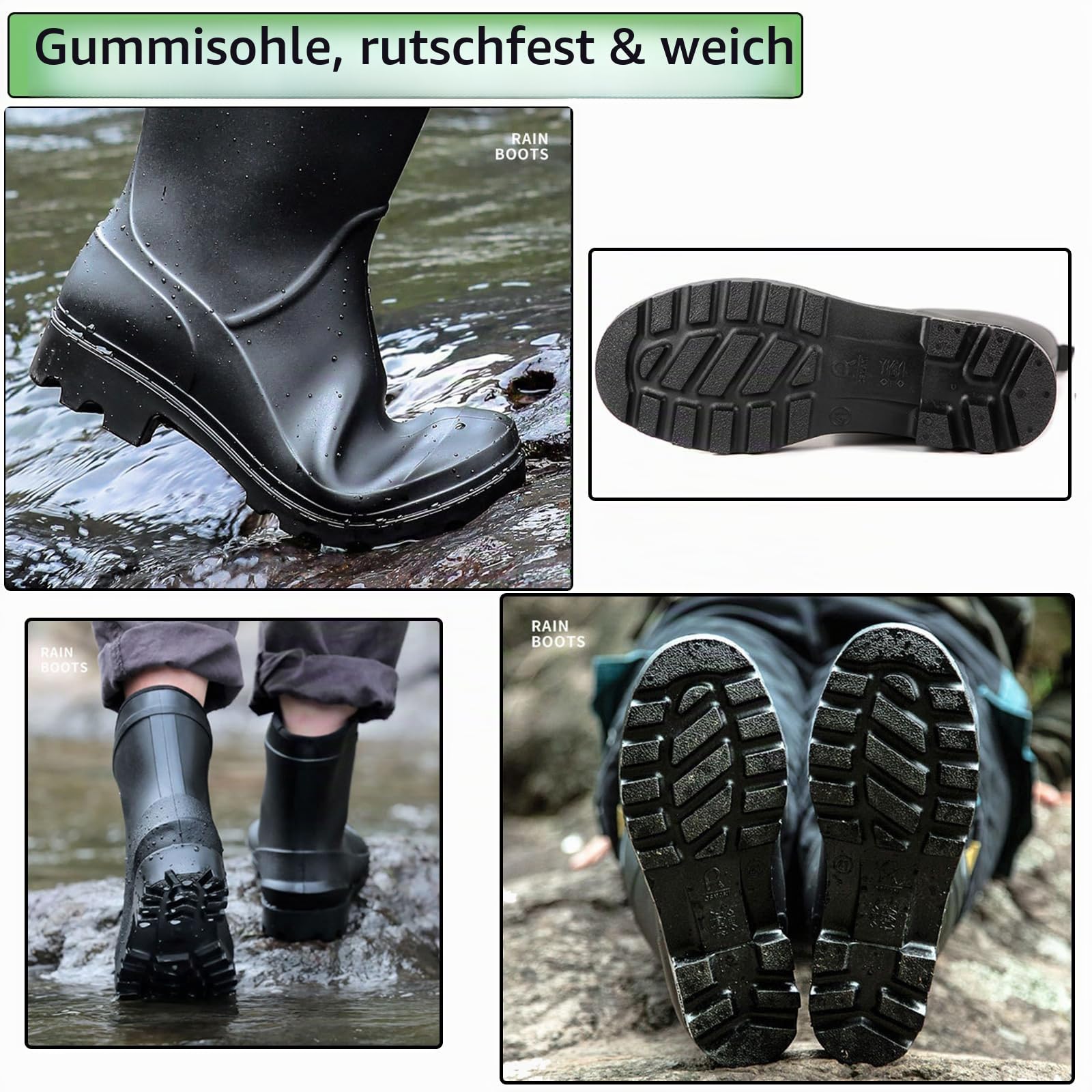 Donbest Gummistiefel Herren Damen Hoch Regenstiefel Langschaft Halbschaft Kurzschaft Wasserdichte Garten Stiefel Anti Rutsch Wellington Boots Rain Boots