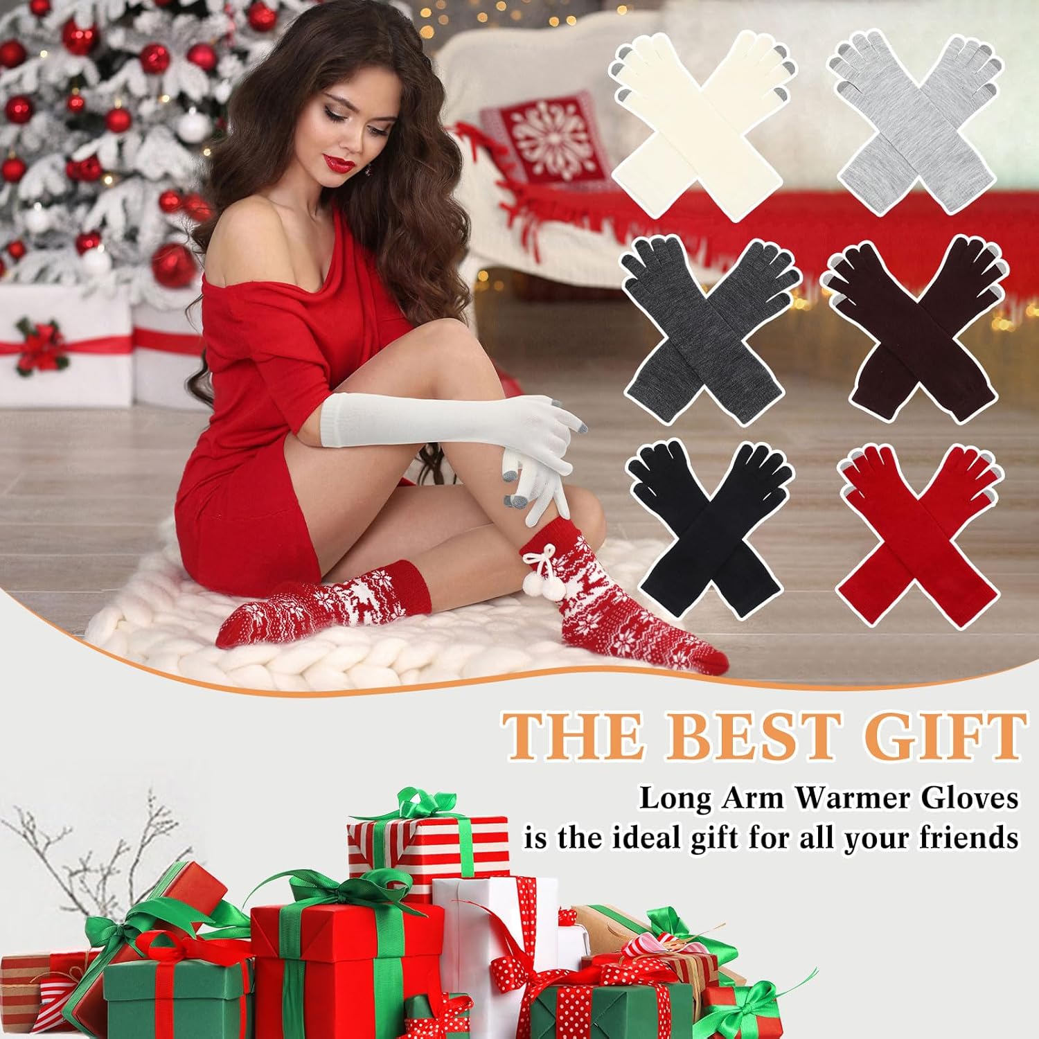 Liitrsh 6 Pairs Women Knit Long Gloves Touchscreen Arm Warm Texting Gloves for Women Touchscreen Winter Finger Mittens for Adult - Image 7