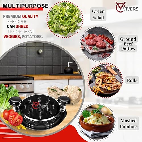 Miniatura 6 de VIVERS Herramienta trituradora de pollo con garras de carne y barbacoa gratis, sin BPA, trituradora de carne, garras, resistente al calor, agarre