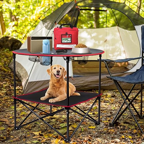 Miniatura 5 de Mesa de camping portátil plegable, mesa de picnic ligera, mesa de playa de lona impermeable para exteriores con 4 portavasos y bolsas de transporte
