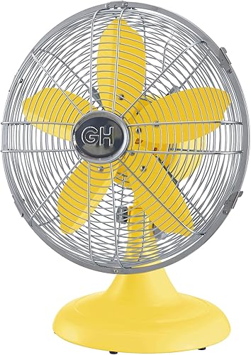 Miniatura 2 de Good Housekeeping 92609 Ventilador de mesa retro de 12" en acabado amarillo