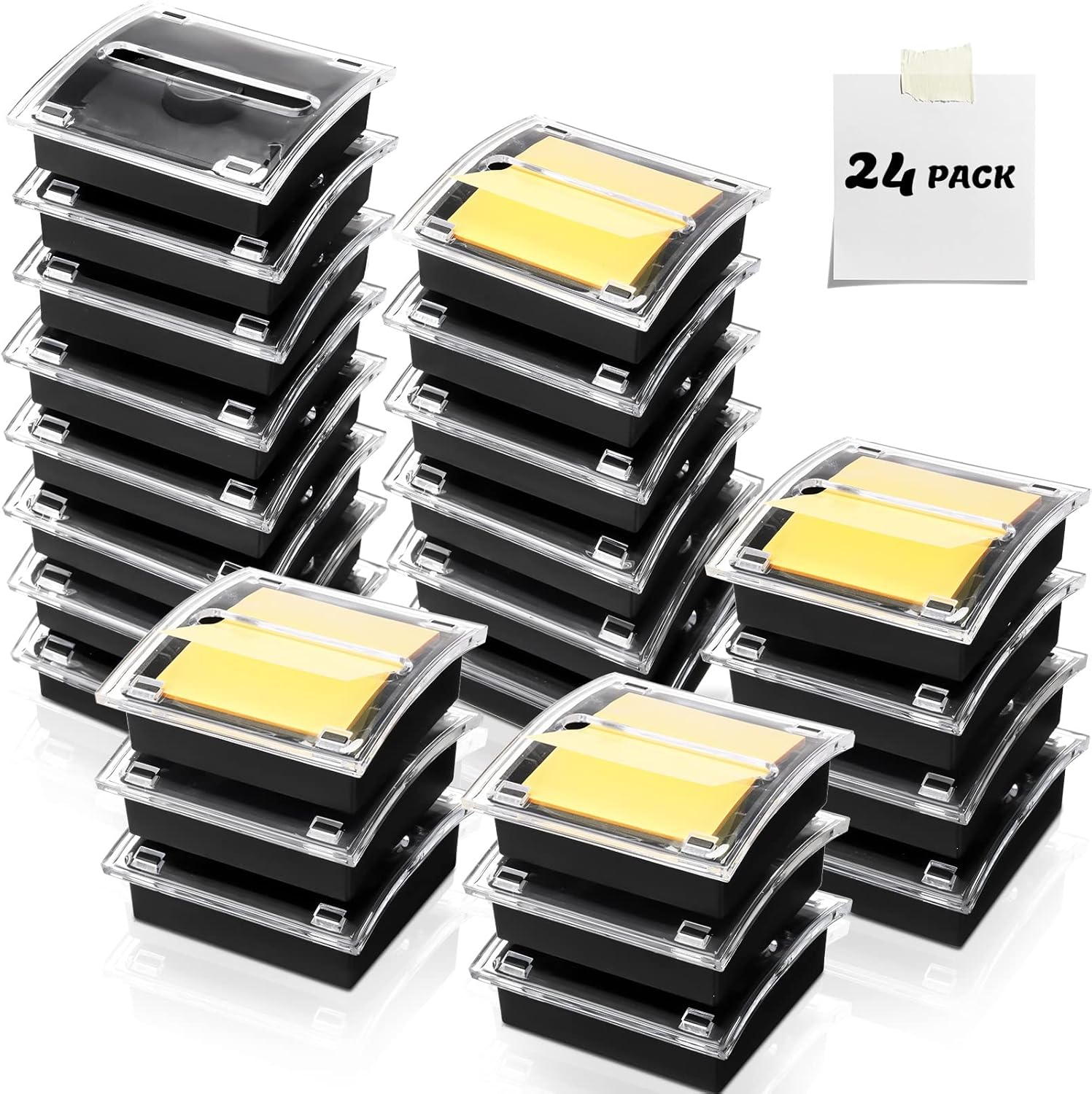 Ctosree 24 Pcs Pop Up Note Dispenser with Black Base Clear