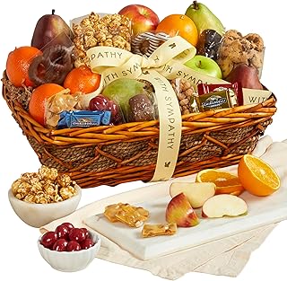 GreatFoods With Sincere Sympathy Condolence Fruit & Sweets Gift Basket, condolence gift, gourmet food gift, sympathy gift