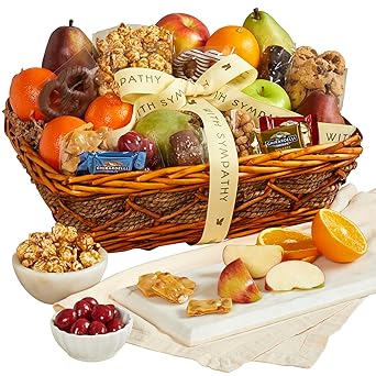 GreatFoods With Sincere Sympathy Condolence Fruit & Sweets Gift Basket, condolence gift, gourmet food gift, sympathy gift