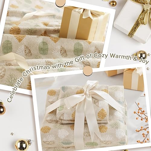 Miniatura 8 de True North by Sleep Philosophy - Juego de sábanas de franela 100% algodón, sábanas ultrasuaves y acogedoras para clima frío, estampado de hojas, 4