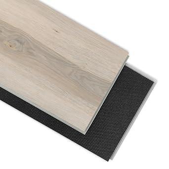 SPC Luxury Vinyl Flooring 5mm Thick | Waterproof Click Lock Rigid Core | IXPE Soundproof Underlayment | Easy Install Wood Look Plank,10 Planks 21.5 Sq. Ft Hickory
