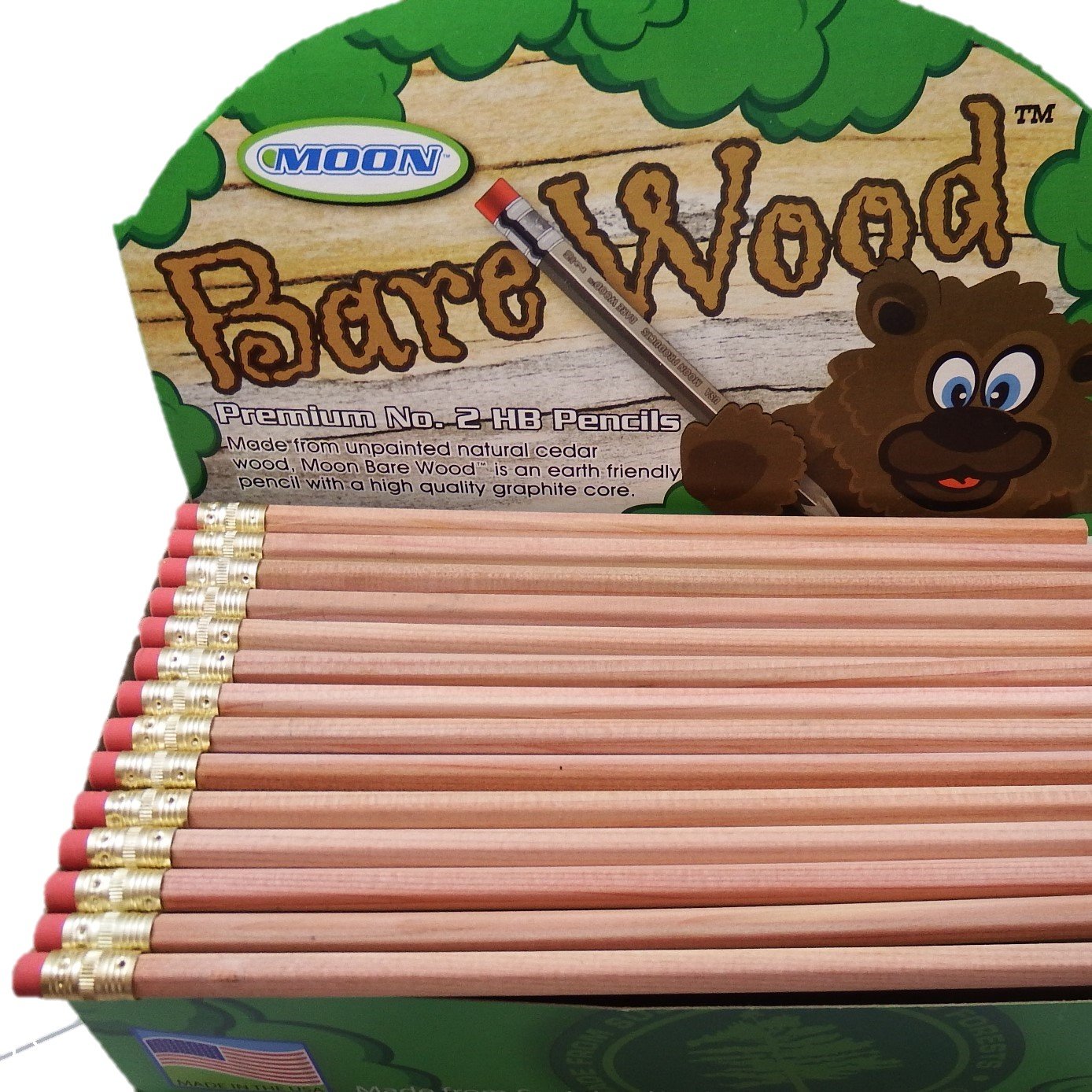 Moon Products - Lápices de madera natural premium con número 2 HB (144 lápices)