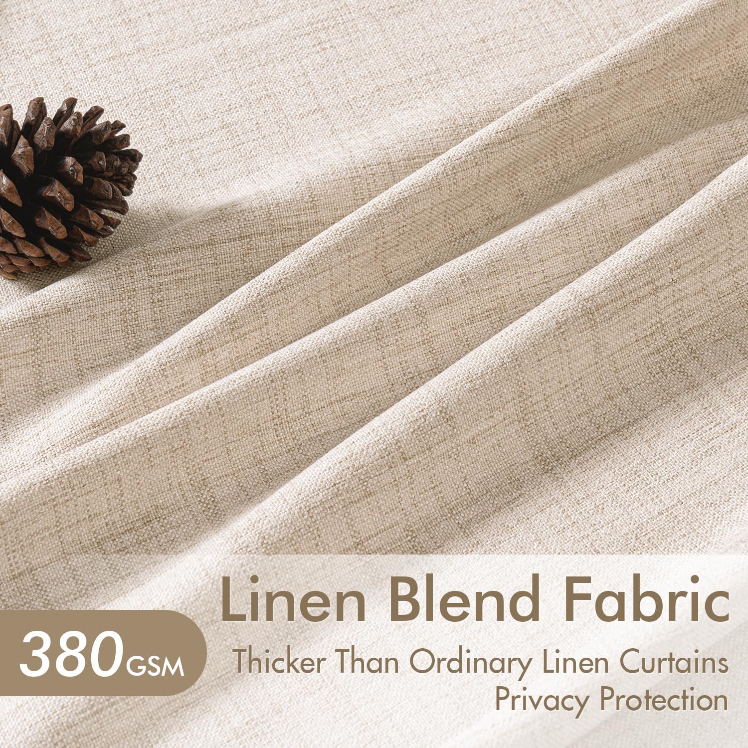MIULEE Pinch Pleated Thick Linen Curtains 84 Inch Long 4 Panels Set Back Tab Memory Trained Pinch Pleat Semi Sheer Light Filtering Privacy Curtains Let Light in Window Drapes for Living Room Bedroom thumbnail