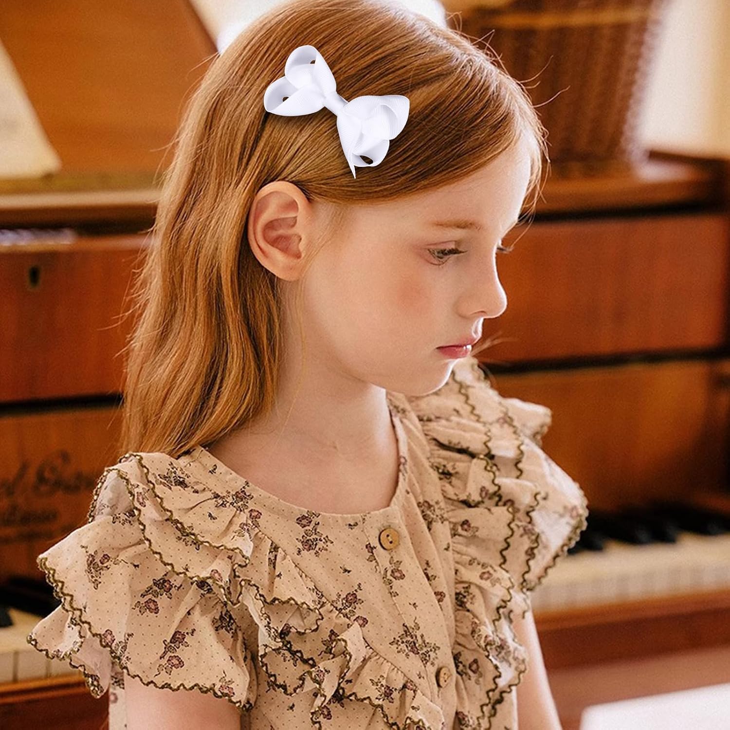 3-inch White Grosgrain Ribbon Hair Bows for Girls,12 pcs Handmade Alligator Clip Barrettes for Toddlers Kids Teens Babies,Her Everyday Hair Accessories,Secure Non-Slip Styling in Pairs image 4