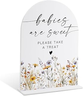 Acrylic Table Signs, Boho Floral Babies are Sweet Please Take a Treat Sign, Baby Shower Table Centerpieces, Supplies for Gender Reveal Party and Newborn Announcement Reception and Event Party, 34