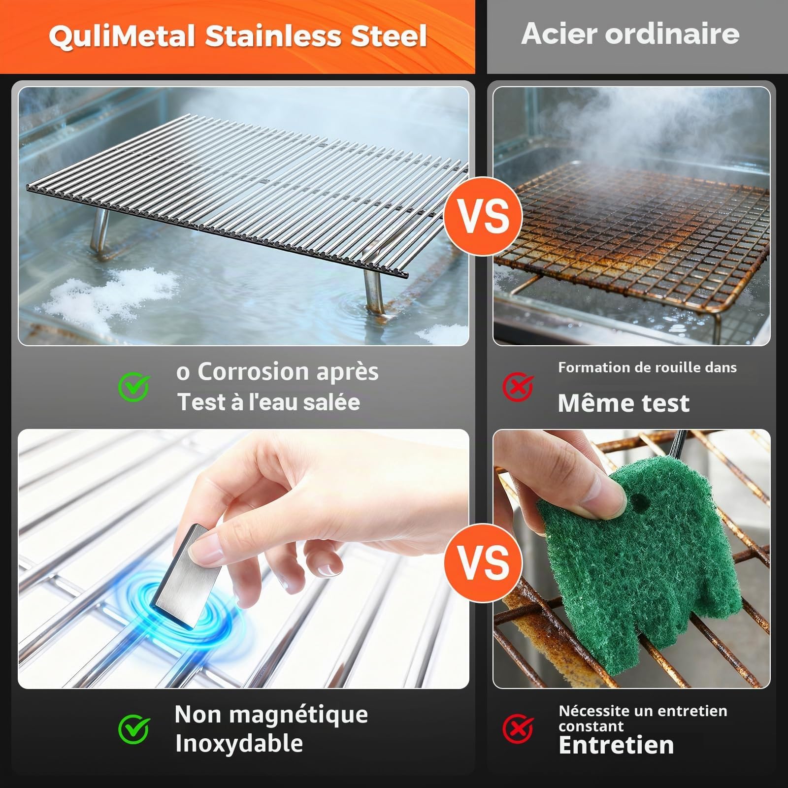 QuliMetal 7528 Grille de Cuisson pour Weber Genesis E/S-310 320 330, Ne Convient Pas à Genesis II/LX E310/340, S340, 49,5 x 33 cm Accessoire de pièces de Rechange pour Genesis