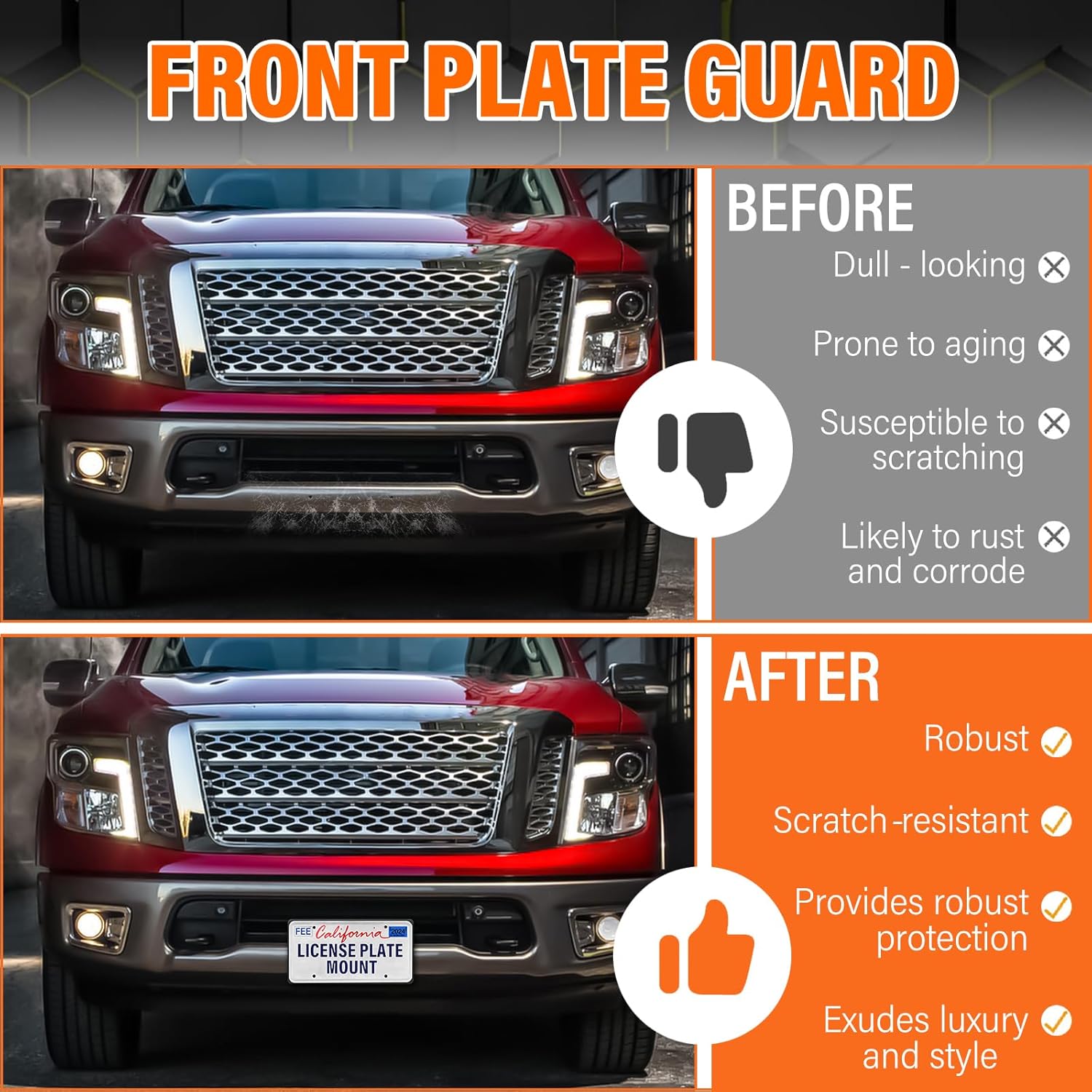 ABS Front License Plate Holder Compatible with Nissan Titan 2016-2019, Anti-Vibration License Plate Mounting Bracket, Rust-Proof Replacement Frames with Screws, Quick Installation