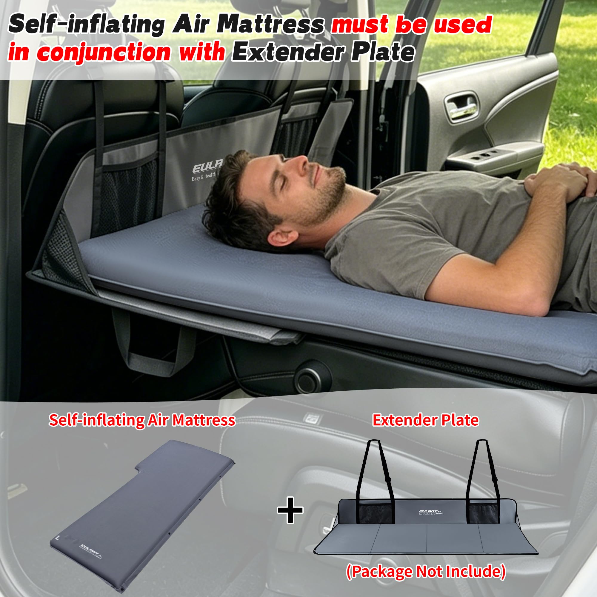 EULANT Autoinflable Colchón de Aire para Coche con Bomba, Portátil Camping Cama Hinchable Coche con Espuma de Alta Resistencia, Colchon Coche Maletero para Tesla 3/Model Y/SUV/MPV, R8,185×66×5cm