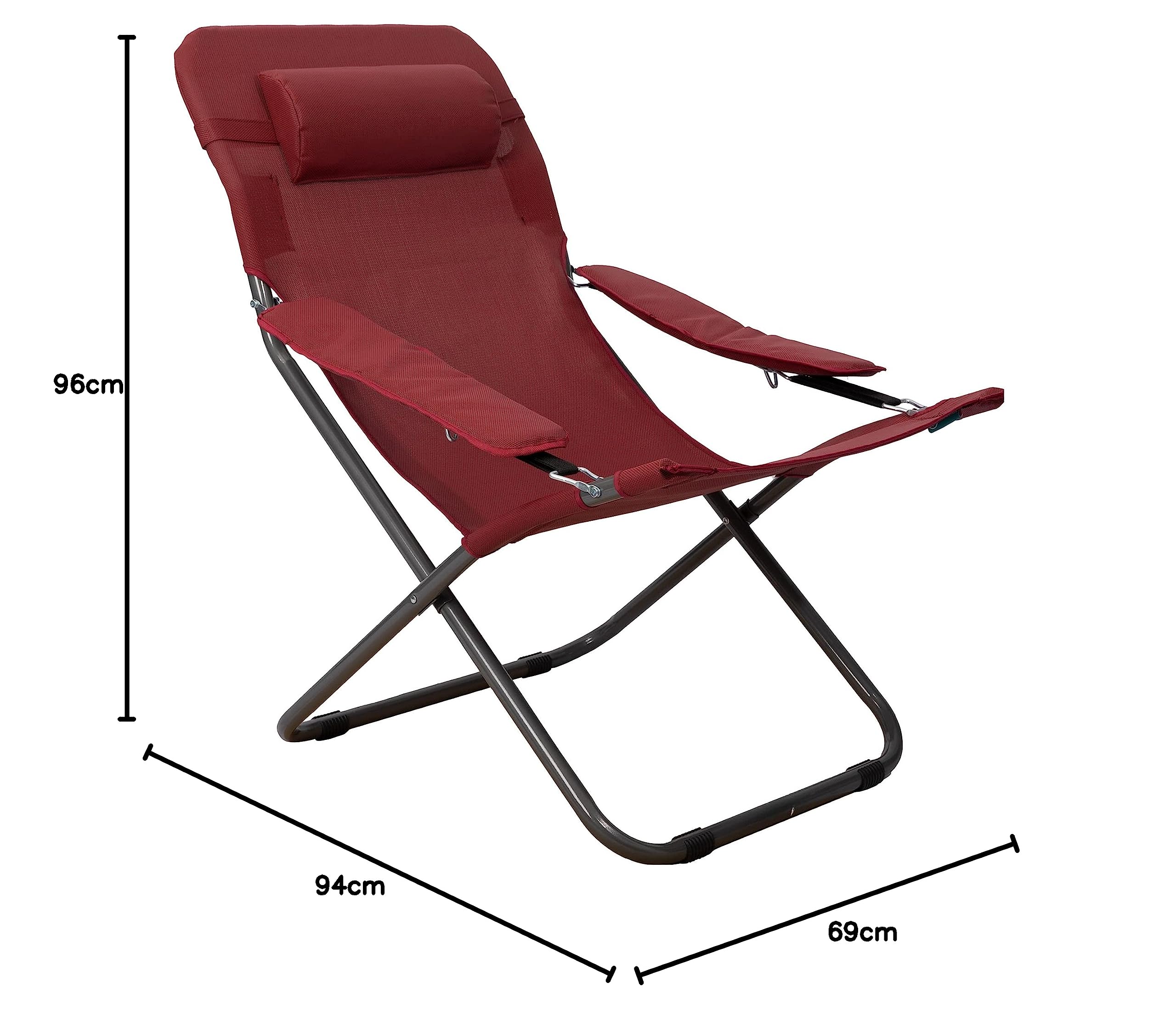 HOMECALL - Silla de camping plegable con respaldo ajustable de textileno 2 × 1, rojo