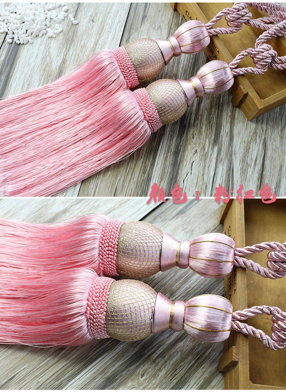 LIJUCAI 2 pièces Paire Accessoire de Rideau Suspendu Ceinture Boule Rideau Gland Embrasse Rideau Accessoires décoration, Rose