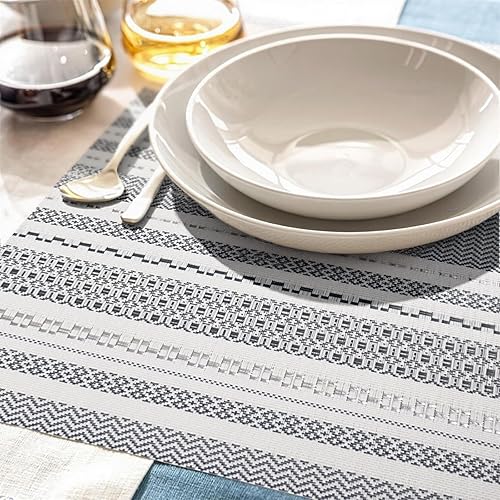 Miniatura 2 de FAVE Juego de 6 manteles individuales de vinilo bohemios, duraderos, lavables, resistentes al calor, de PVC, para fiestas, bodas, comedor, banquetes