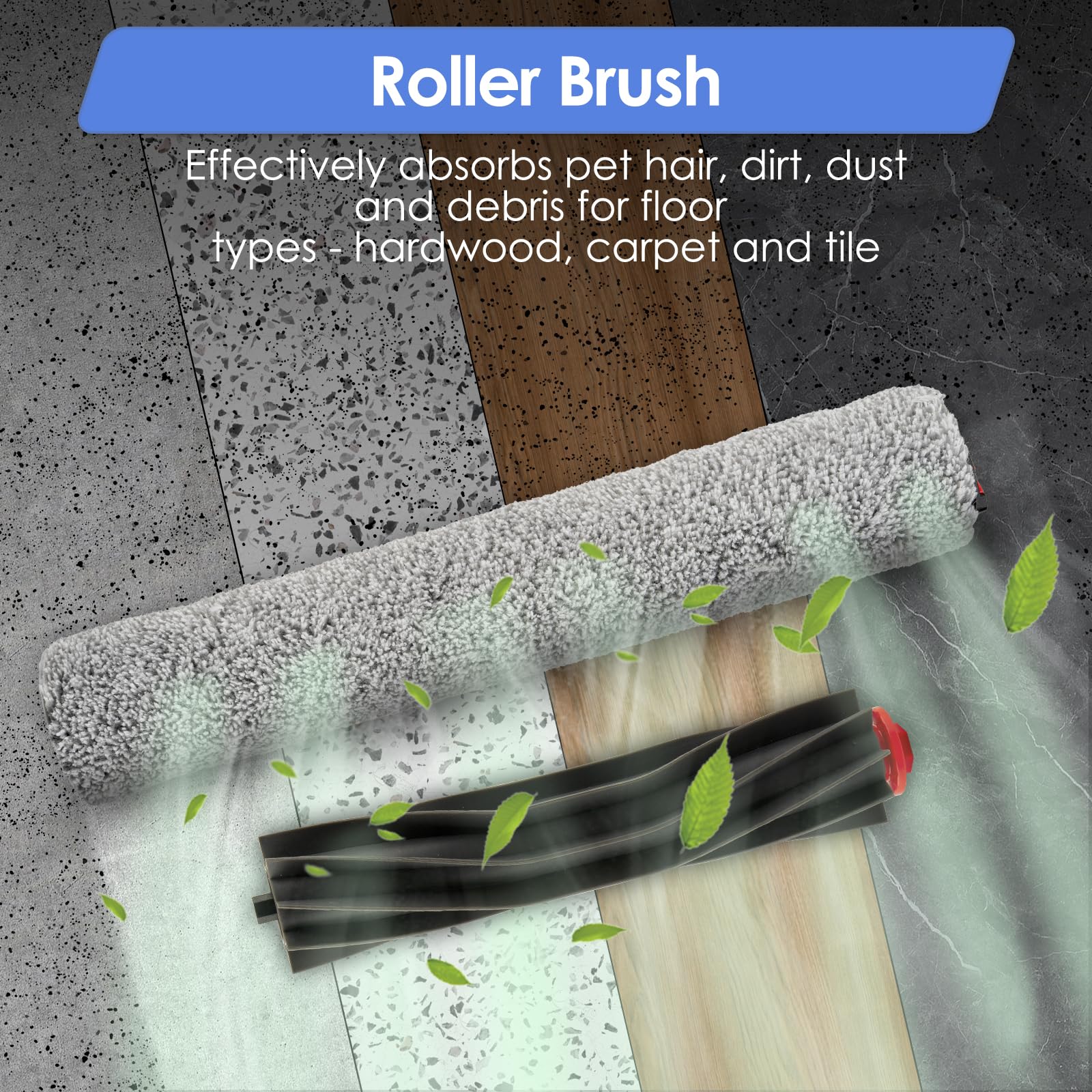 (4 Pack) Omni S1 Pro Replacement Roller Brushes Compatible With Eufy Omni S1 Pro Robot Vacuum Cleaner, Main Brushes Accessories Kit, 2 Rubber Roller Brushes, 2 Roller Mops