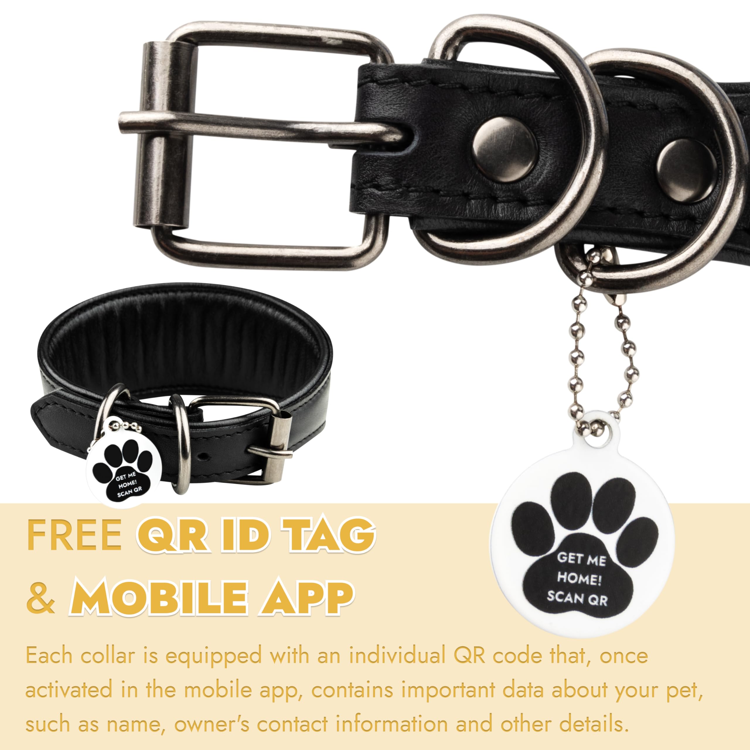 FAVPET Hand Painted Sighthound Leather Collar with ID Tag QR for Whippet Italian Greyhound Saluki Borzoi Lurcher Spanish Galgo Azawak Afghan Hound - Image 3