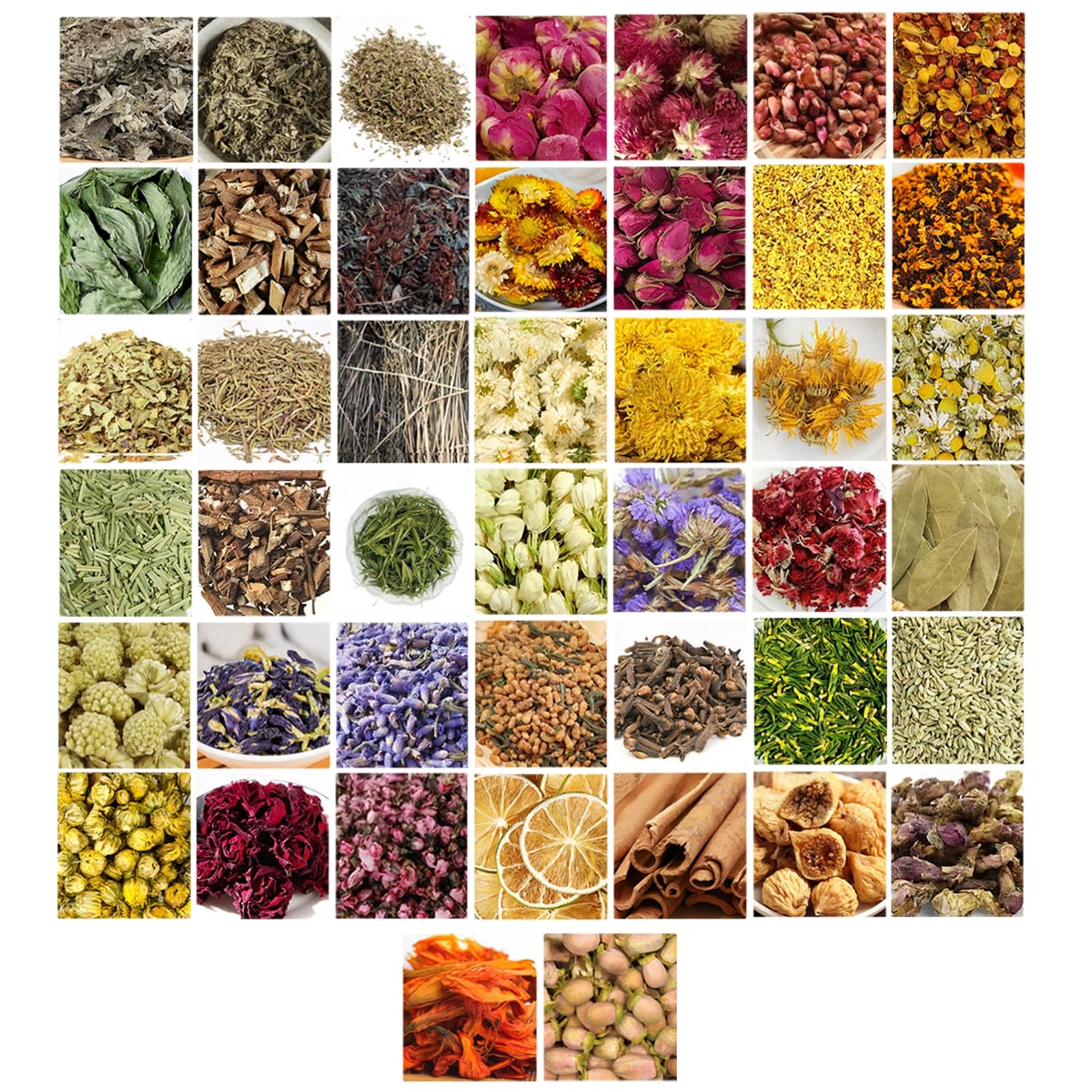Kräuterset:42 Getrocknete Kräuterbeutel zum Basteln, Versiegelte Pakete, Kerzenherstellung, Potpourri, mit Etiketten