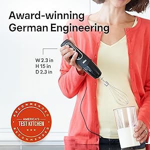 Braun MultiQuick 5 Immersion Hand Blender with Dual Speed + Turbo and Patented Technology, 350W - Includes Beaker and Whisk, Black, MQ505