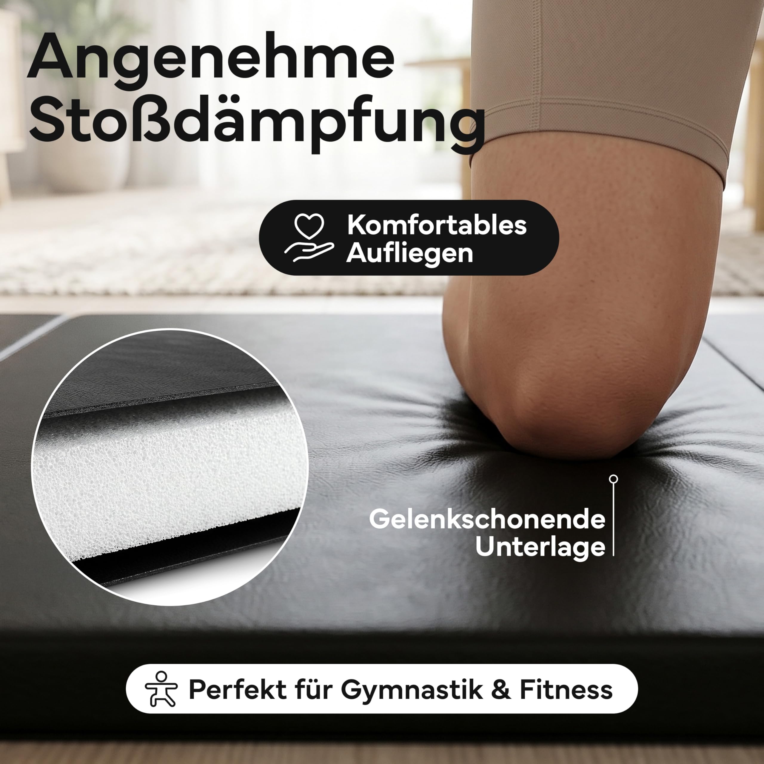 NEOLYMP Turnmatte klappbar - Faltbare Gymnastikmatte für Zuhause - Dicke Fitnessmatte für Kampfsport, Yoga & Pilates - Weiche Bodenmatte mit Tragegriff & Klett-Verbindung - Platzsparende Sportmatte
