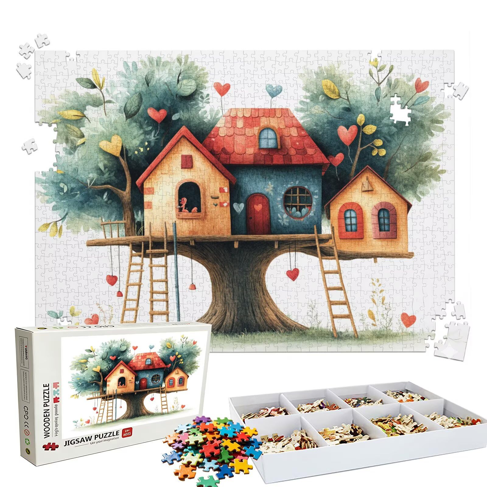 Puzzle 4000 Pezzi astratto Casa sull'albero, Puzzle 4000 Pièces Challenge Impossible, Puzzles 141.5x87.5 cm Taglia Grande Adulti, Giochi Educativo per Famiglie, Decorazioni Casa Regalo W3H-687