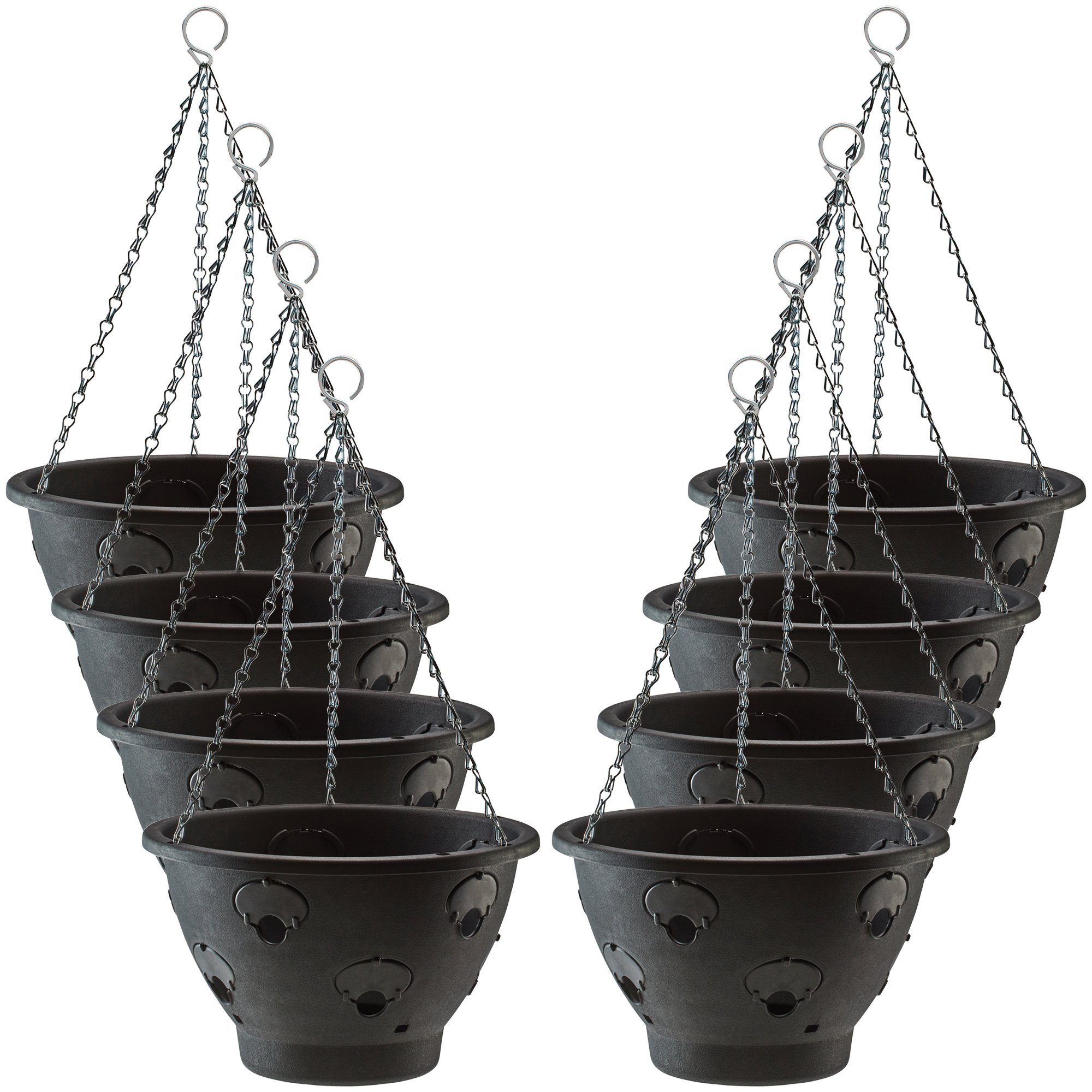 Thompson & Morgan 8 Pack Bloomaround Hanging Basket Garden Planter Plant Container With Water Reservoir For Flowers, Vegetables And Fruits From (30Cm, )