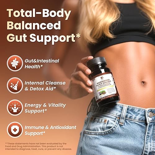 Miniatura 3 de Limpieza de nogal negro de ajenjo para humanos 1200 mg  Ultra limpieza intestinal y salud digestiva con aceite de semilla de calabaza, clavo, carbón