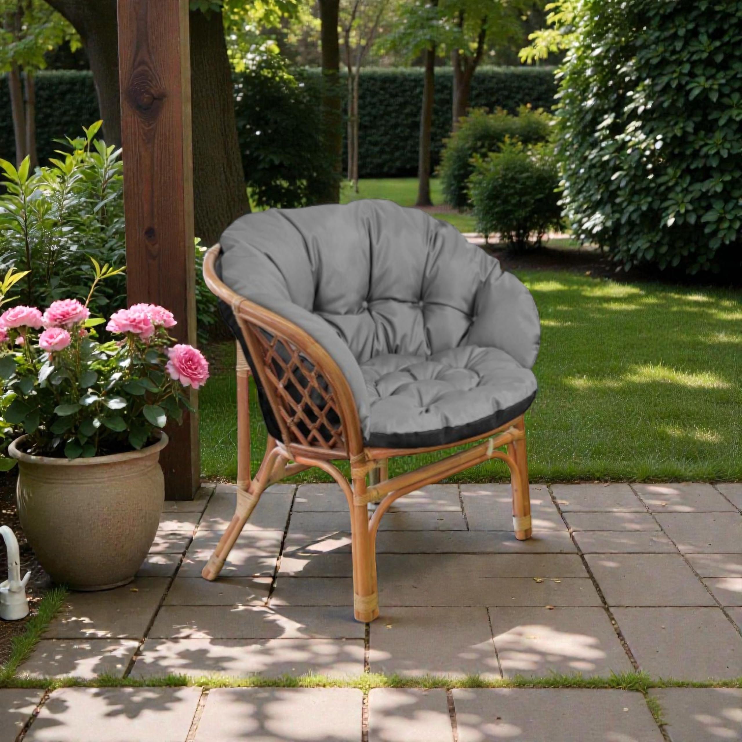 FLLOW Hängesessel Kissen Sitzkissen für Hängeschaukel - Polster für Hängehöhle Lesesessel Hängestuhl und Papasansessel runde Auflage für Outdoor und Indoor, Grau