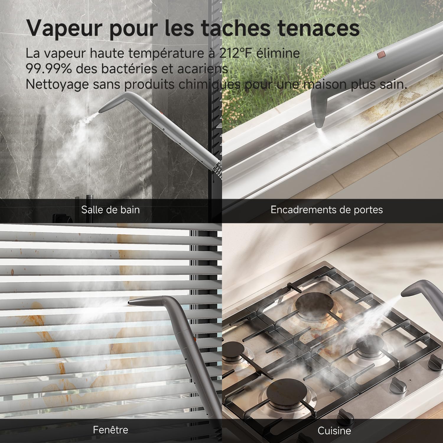 Uwant B400 Vapeur et Chauffage Shampouineuse Canapé Professionnel ，Aspiration Puissante 18Kpa，Portable avec 4 Accessoires,Nettoyeur Canapé Tissus 2-en-1 pour Tapis Set of 1,Meubles, Tissus, Voiture