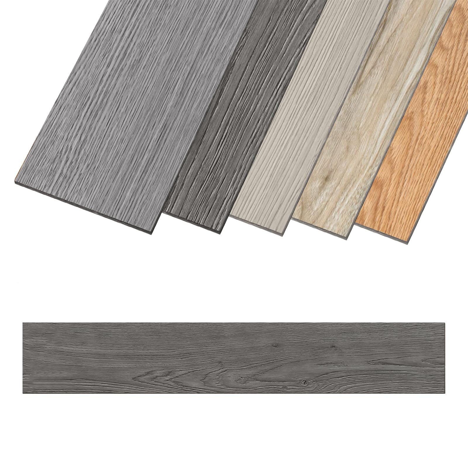 PVC Revestimiento de suelo de vinilo, laminado, antideslizante, resistente al agua, autoadhesivo, 2,51 m², 91,44 x 15,24 cm, espesor 2 mm (18 piezas, tipo B)