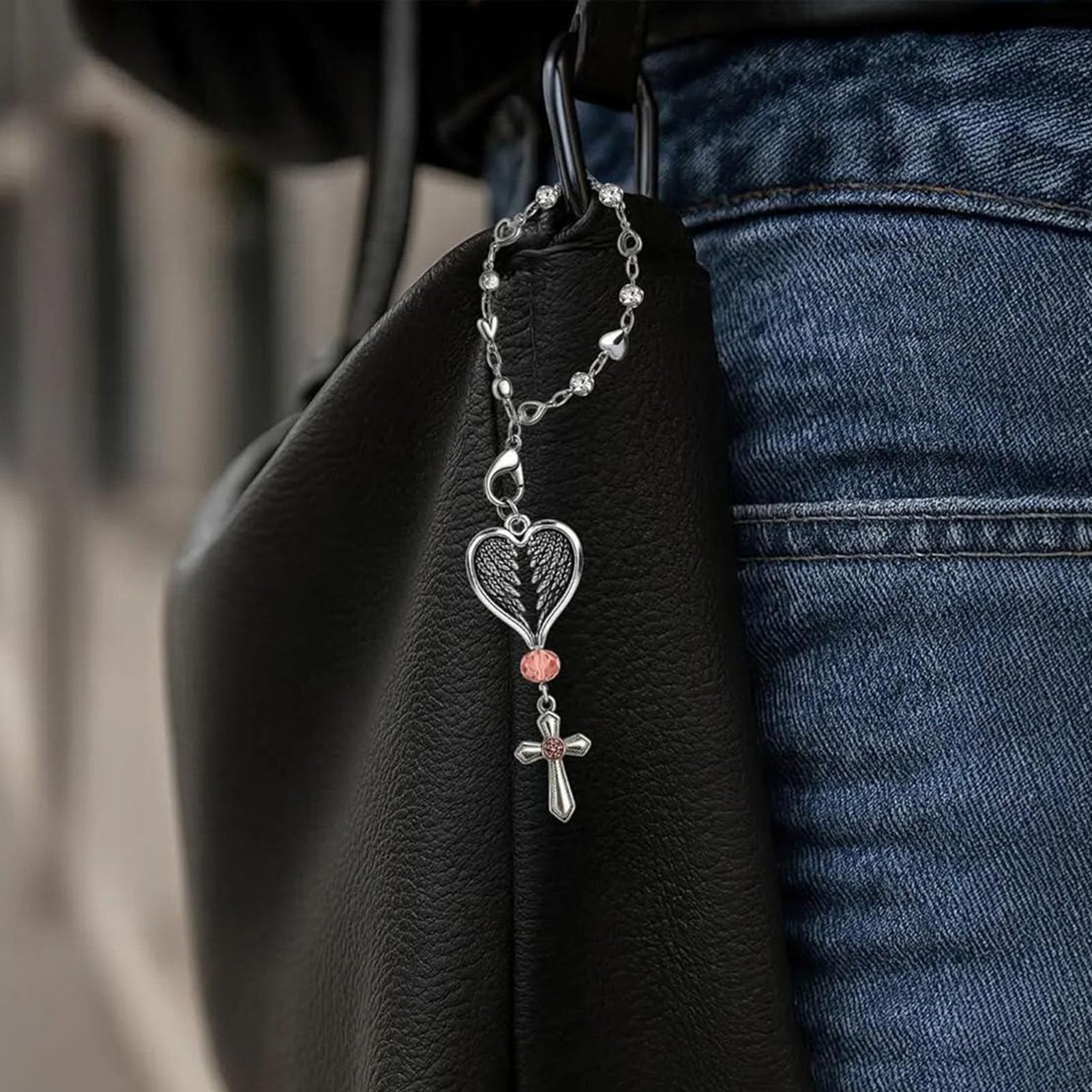 Croce Per Auto | Croce con d'Angelo Charm per Auto - Decorazione Religiosa Interna Per Preghiera Viaggio Commute Mattutina Veicolo SUV - Guida Quotidiana Viaggi In Autostrada Pendolarismo Mattutino Ve