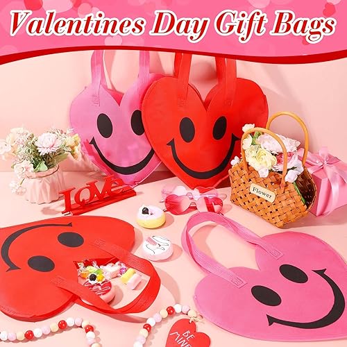 Miniatura 2 de Cunno Bolsas de regalo de San Valentín, bolsas de recuerdo de fiesta, bolsas de dulces en forma de corazón con asas, bolsas de mano no tejidas para
